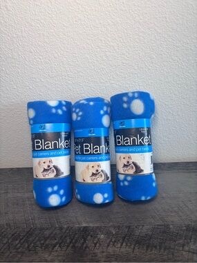 Pet Blanket for Small Pets - Blue Paw Print